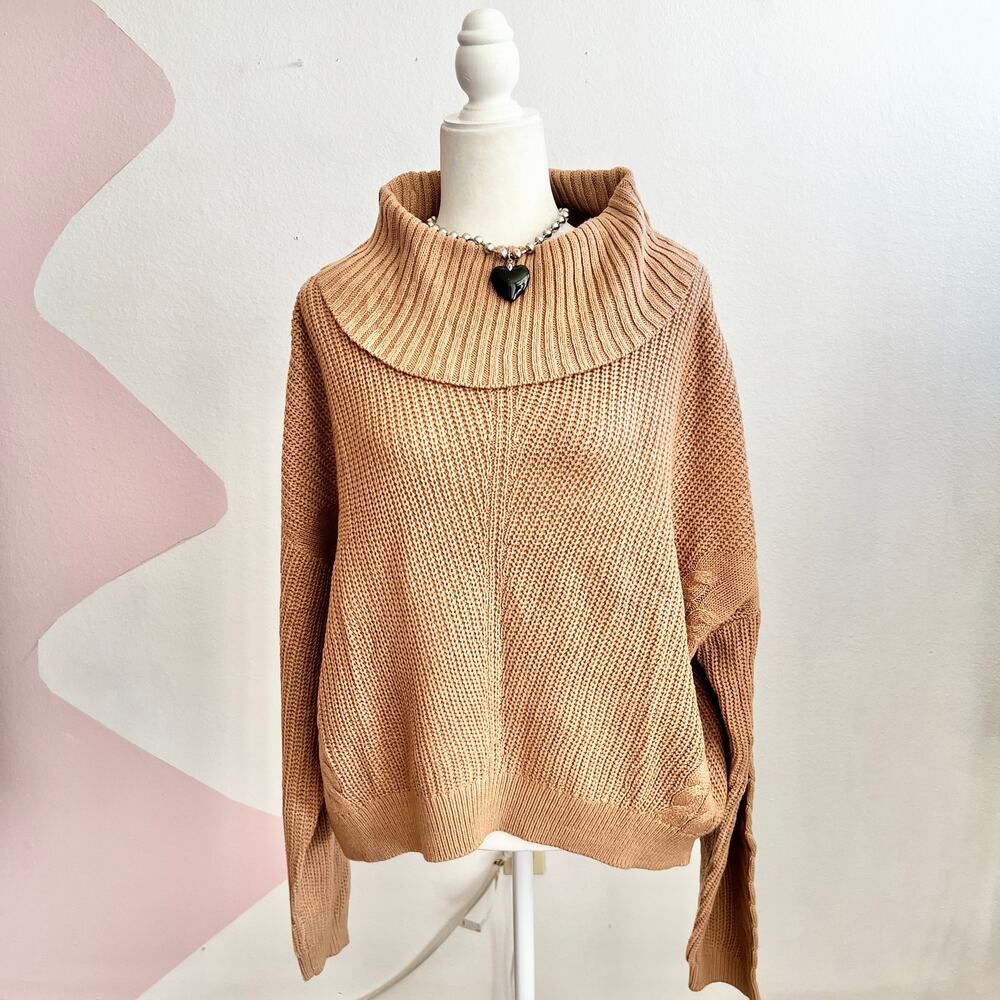 Brown Cable Knit Sweater 3X NWT Cozy‎ Cottagecore Academia Preppy